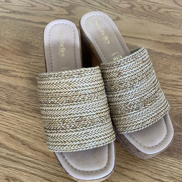 Seychelles Women's Tan Woven Platform Sandals 7 1/2 NEW runs large - Picture 5 of 8